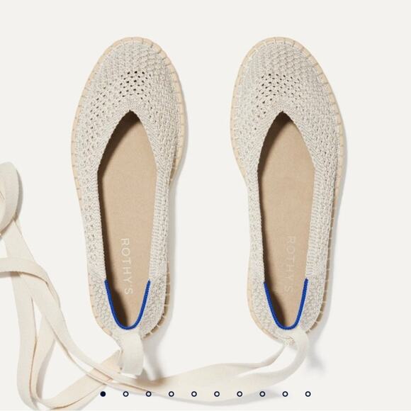 Rothy's Women's cream gold espadrilles ballet wrap flats - Picture 1 of 9